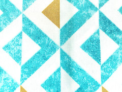 Modern Geometric Outdoor Abstract Patterned Fabric in Teal and Gold 1 Yard Lot