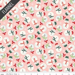 Snowmen Flannel in Blush | The North Pole Flannel | Riley Blake