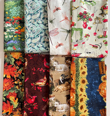 Lot of 8 Half Yards Cotton Fabric Mix Brands & Themes Birds Floral Bundle 4Yrds