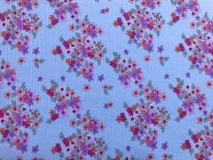 Rib Knit Fabric Sky Blue Bouquet Floral 4 Way Stretch 60″W Yard-RBPR075