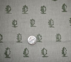 Rogers & Goffigon CHAMPLAIN — PINE Green 100% Linen Print Fabric LARGE REMNANT