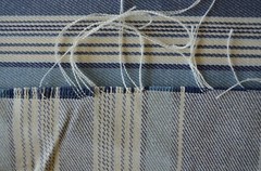 30 + Yards Avail VINTAGE WOVEN TICKING STRIPE, COTTON Medium Weight Blue