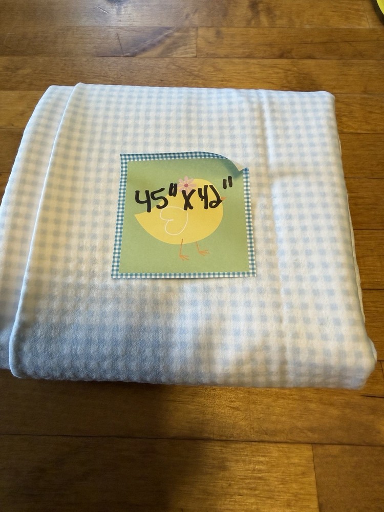 Fabric Light Blue Checkered 45”x42” 1 Small Spot See Photo