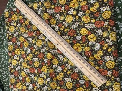 BROWN YELLOW ORANGE Green 1940s FLORAL 100% COTTON FABRIC Feedsack Feel 1 yd