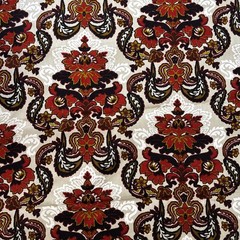Vintage Desley Edson Upholstery Fabric 4 Yards x 47” Wide Red Black Beige 1978