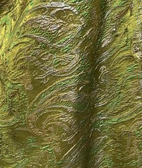 Green Gold Silver Paisley Metallic Brocade Fabric 60” Sold By The Yard