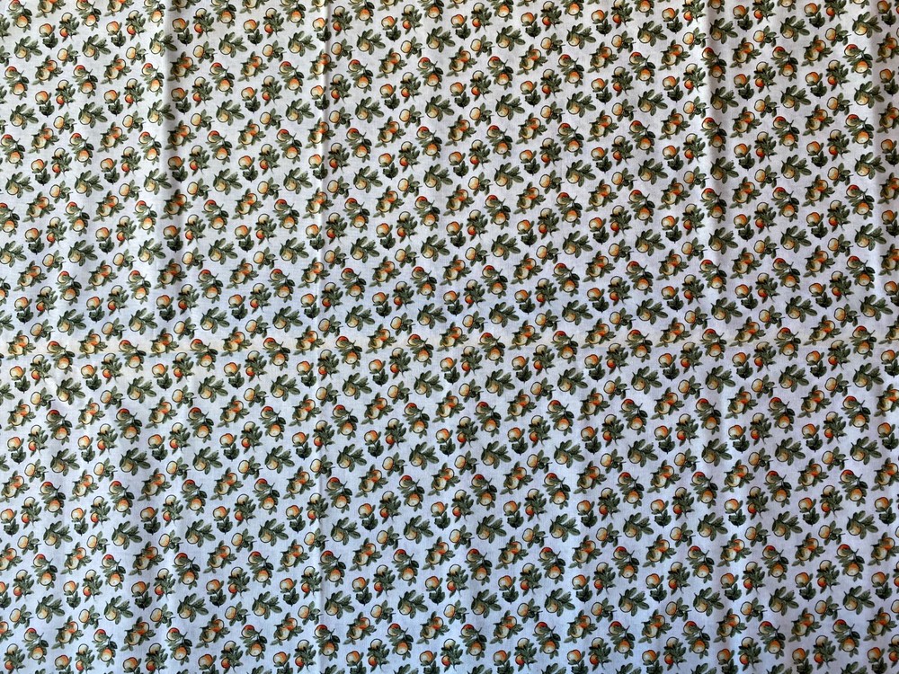 HOBBY LOBBY FABRIC 2019~Fruit~ORANGES WITH LEAVES~Citrus~CREAM BKGRND~YellwGreen