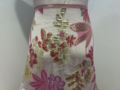 1.5 Yard PINK GOLD WHITE Metallic Brocade ORGANZA Fabric 58” Width