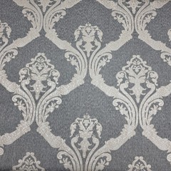 Slate Gray White Lace Look Damask Jacquard Drapery Upholstery 56″ By The Yard
