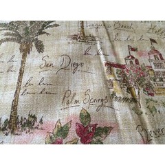 Retired Waverly Sunset Boulevard Fabric 1.8 + Yards CA Landmarks Tea Stained Tan