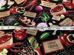 Gumbo Crawfish Jumbalaya Bisque Black Cotton Fabric Robert Kaufman 21” By 41”