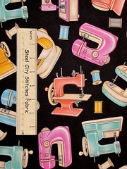RJR Lil’ Miss Sew & Sew Machines Thread Spools Dan Morris Cotton Fabric YARD