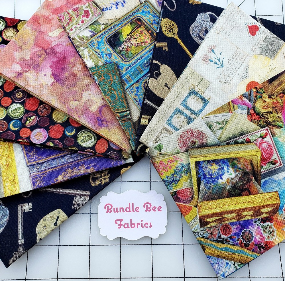 JUNK JOURNAL ~MICHAEL MILLER Fat Quarter bundle of (8) New Quilting 100% Cotton