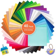 UUDYIGE Felt Sheets for Crafts 4″ x 4″: 1mm Thick, Assorted Colors, 40 Pcs