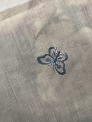 2.5 Yds Embroidered Butterfly Fabric Pastels Cotton 46in Wide VTG HTF