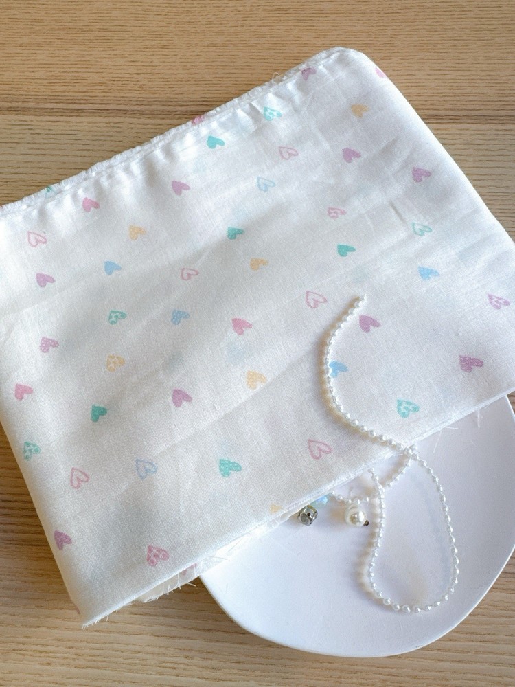 5 pcs (2 yds ea, 7”w) colorful mini heart double gauze cotton fabric 260216 A04