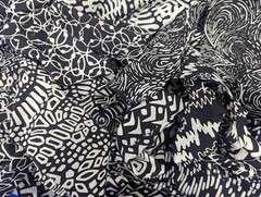 Lunn Fabric Scraps 1 Pound ~4 Yards Black & White Batiks Cotton Grab Bag Scrap