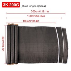 40″ – 118″ Real Carbon Fiber Fabric Cloth Roll 3k 200gsm 2×2 Twill Weave Black