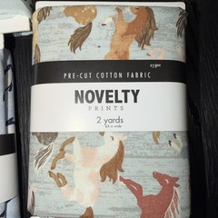 NOVELTY PRINTS PRE CUT COTTON FABRIC 2 yards HORSES PINGINES CATS 3 In Total