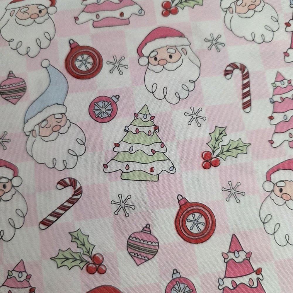 2 Yards Of Christmas Fabric Pink Xmas 45 Inch By 72 Inch