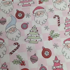 2 Yards Of Christmas Fabric Pink Xmas 45 Inch By 72 Inch