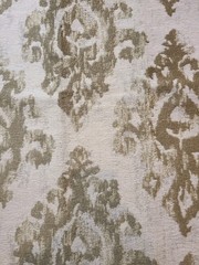 3 PCS Brown Cream Fabric Upholstery Samples Brocade Type Design 18″ X 23 1/2″