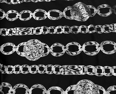 Black Silver Metallic Buckle Chain ￼Printed Fabric 45” Width Sold By The Yard