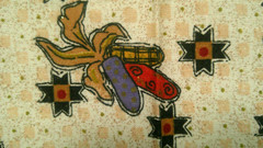 Fabric Red Rooster “Corny Oak” Cornucopias filled w/Harvest, Corn 3 Pcs $2.95