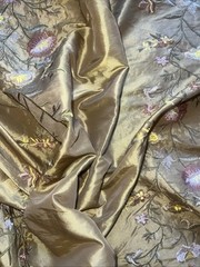 FAUX SILK FLOWERS EMBROIDERED~DRAPERY UPHOLSTERY Sold By The Yard