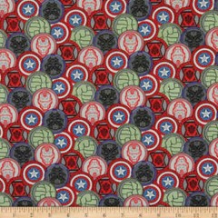 Marvel Avengers Coins Multi Colored Cotton Fabric BTY 36″ x 43″