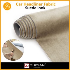 60”W Beige Suede Headliner Fabric Foam Backed For Car Inner Roof Repair