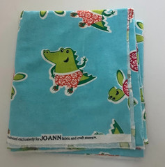 JoAnn Fabric Child Flannel Blue Green Tropical Turtle Alligator Crocodile 1 Yard