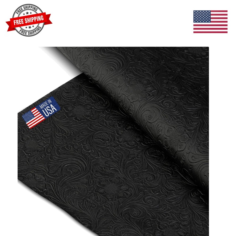 Tooled Faux Leather Western Cowboy, Floral Embossed Vinyl, Craft DIY and Upho…