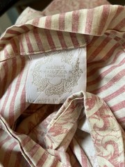 Pink Cherib Toile+Stripes Duvet Cover 84×84 CUTTER Nancy Koltes Fine Linen Italy