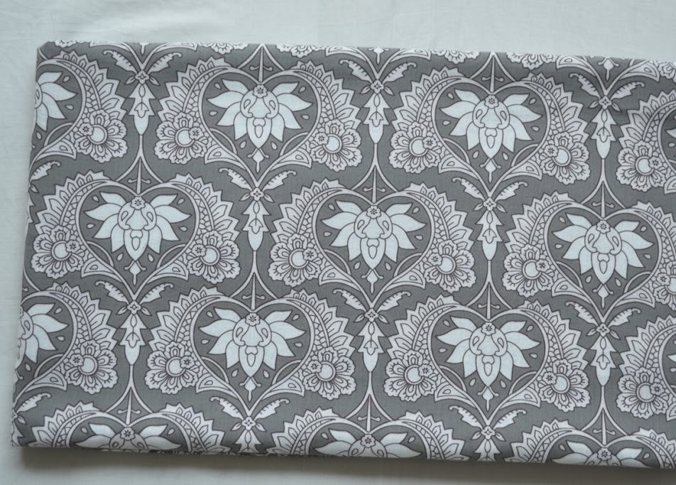 Gray & White Hand Block 100%Cotton 7 Yard Fabric NO TARRIF CHARGES 100%✅ KK5
