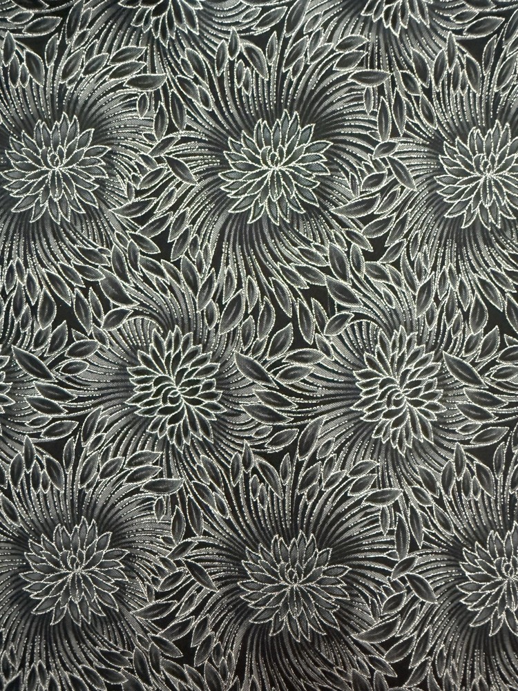VTG Faye Burgos Marcus Brothers Black Dahlia Metallic Cotton Quilt Fabric BTY