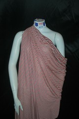Linen Cotton Rayon Knit Jersey fabric1/8″ Red 3/16″ Natural Oatmeal Stripes