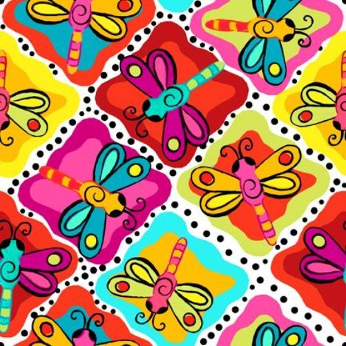 Bugapalooza Dragonfly Tiles White/Red Quilt Fabric – Fat Quarter