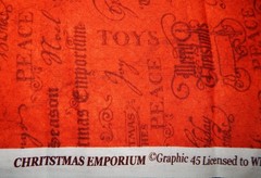 red cotton quilt fabric Christmas Emporium Graphic 45 noel holiday words Merry