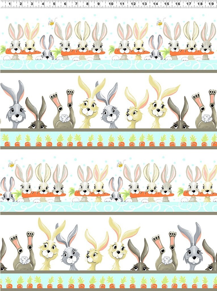 Susybee HAROLD THE HARE Pictoral Stripe Quilt Fabric sold by 1/2 yd #20374-100