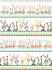 Susybee HAROLD THE HARE Pictoral Stripe Quilt Fabric sold by 1/2 yd #20374-100