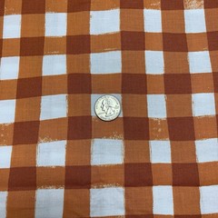 Follie Distressed Buffalo Plaid Fabric Lotta Jansdotter Windham Orange White BTY