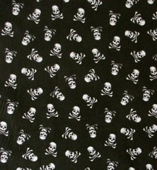 58″ Wide Fabric – Black & White Skull Crossbones – Cotton YARD