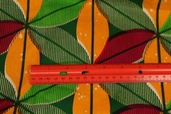 108″L x 44″W HiTarget Fabric Veritable Guaranteed Wax Block Print Orange Flowers
