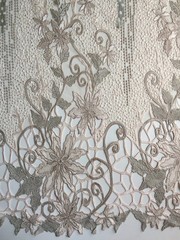 Skye BEIGE TAUPE Embroidered Floral Edge Guipure on Mesh Lace Fabric by the Yar