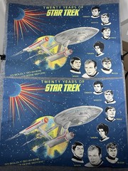 VTG 20 Years of Star Trek Fabric Curtains USS Enterprise Cotton Blue Set of 2