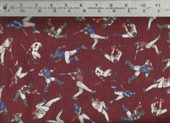 Quilting Treasures Mini Baseball Players on Rust 100% Cotton Quilting Fabric BTY