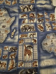 SERENGETI Fabric Africa Map Hoffman International Cotton 2 Yds