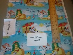 Frozen, Olaf “Crazy For Summer” Cotton fabric 15 INCHES WIDE and 36 inches long