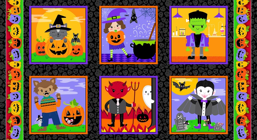 23″ Fabric Panel | Blank Halloween Little Monsters Costume Block Black